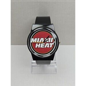 FLUD Miami Heat NBA Basketball Black Silicone Analog Quartz Watch New Battery